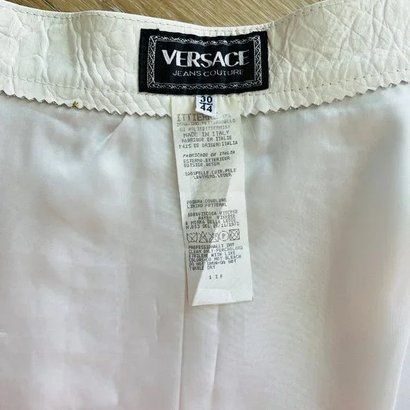 NWT Auc Versace Runway Alligator embossed Leather white Wrap Mini Skirt - Picture 13 of 17